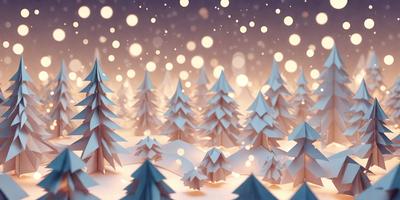 The primary subject of the image is a snowy forest scene, featuring a group of trees with snow covering them. The setting is a winter landscape, and the visual style is a combination of photo and digital art. The dominant colors are white and blue, with the snowy trees and the blue sky creating a serene and peaceful atmosphere.